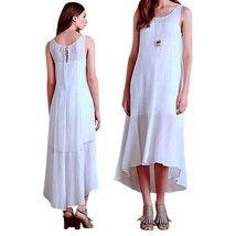 $198 Anthropologie Cloud Breezy Maxi Dress Small 2 4 White Hi Lo Partially Lined - £74.47 GBP