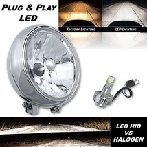 7&quot; H4 Crystal 12v LED Headlight Motorcycle Chrome Bucket Assembly Fits: Harley - £79.31 GBP