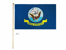 5&#39; Wood Flag Pole Kit Wall Mount Bracket With 3x5 US Navy Ship Polyester Flag - £35.95 GBP