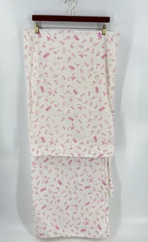 Pottery Barn Barbie Sheet Set Full Size Flat Sheet & 2 Pillowcases Pink White - £98.92 GBP