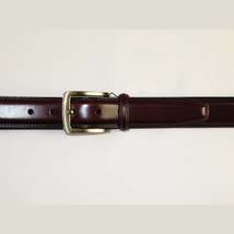 Men VALENTINI Stitched Leather Belt Classic Pin Buckle Business Dress V711 Wine image 7
