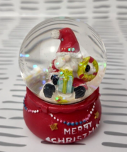 Mini Santa Gnome Merry Christmas Snowglobe Water Globe Snow Wreath Gift Colorful - £11.02 GBP