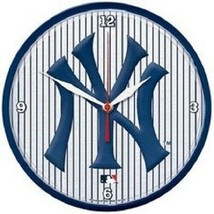 New York Yankees 12 " Round Pin Stripe Wall Clock by WinCraft - £29.56 GBP