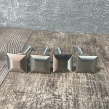 Lot of 4 Square Silver Metal Cabinet Knobs Drawer Pulls  Home - Decor No Screws - £7.48 GBP