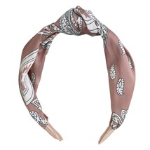 Hive and Co Top-Knot Fabric Headband Brown White Printed - £3.94 GBP