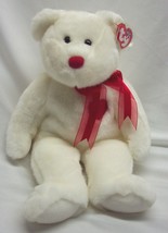 TY Beanie Buddy SOFT WHITE &amp; RED VALENTINO TEDDY BEAR 13&quot; Stuffed Animal... - $19.80