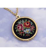 Vintage Victorian Gold-Tone Flora Locket Necklace 32 inches by Avon H2 - $29.99
