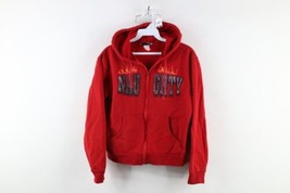 Vtg 90s Y2K Streetwear Womens M Faded Fire Flames Naughty Full Zip Hoodie USA - £73.96 GBP