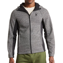 Spyder Men&#39;s Long Sleeve Constant Fleece Lined Zip Hooded Logo Jacket Charcoal - £47.88 GBP