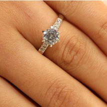 1.05Ct  Solitaire Lab-Created Moissanite Engagement Ring 14k White Gold Plated - $122.16