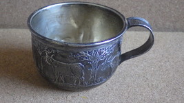 Antique Mcchesney Acid Etched Sterling Silver Baby Cup Farm Animals 1920&#39;S - $375.00