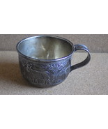 ANTIQUE MCCHESNEY ACID ETCHED STERLING SILVER BABY CUP FARM ANIMALS 1920&#39;S - €326,71 EUR