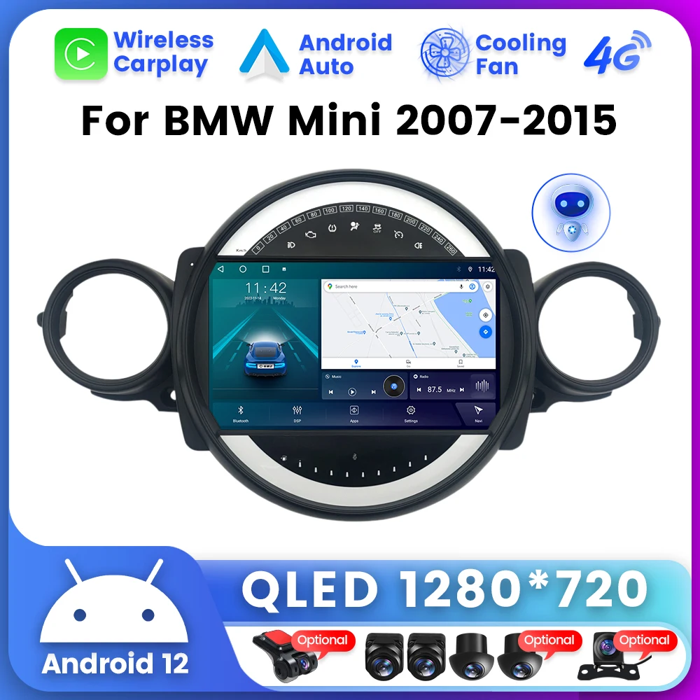 4G LTE Android 12 DSP Car Radio for BMW Mini Cooper R56 R60 R51 2006 2007 - £317.58 GBP+