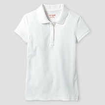 Cat &amp; Jack Girls&#39; Pique Stain Resist Polo Shirt White Size Small 6/6X NWT - £6.38 GBP