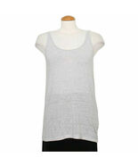 EILEEN FISHER Dark Pearl Gray Linen Jersey Mini Stripe Long Slim Tank Ca... - $1,283.90 MXN