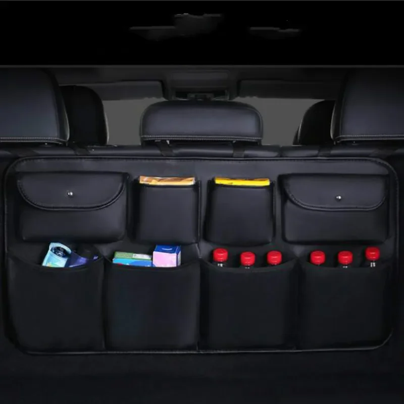 New PU leather Car Rear Seat Back Storage Bag Multi-use Car Trunk Organizer Auto - £19.70 GBP+