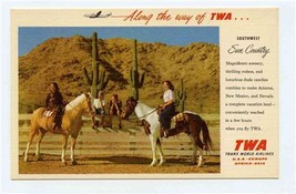 TWA Southwest Sun Country Postcard Horses Cactus Arizona Nevada New Mexico  - $13.86