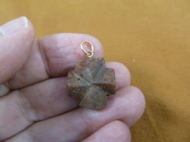 (CR502-201) 3/4&quot; oiled Fairy Stone Pendant CHRISTIAN CROSS Staurolite Crystal - £19.00 GBP