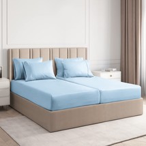 Split King Size Sheet Set - 7 Piece Set -Light Blue - Hotel Luxury Bed S... - £38.11 GBP