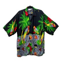 Jammin By Basix hawaiian shirt XL short sleeve tropical birds parrot fis... - £14.12 GBP