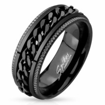 Total Blackout Chain Spinner Ring Mens Stainless Steel Anti Anxiety Band Sz 9-14 - £16.01 GBP