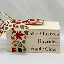 Falling Leaves Hay Rides Apple Cider Faux Book Stack Fall Autumn Home Decor - £11.43 GBP