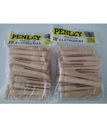2 Packages Vintage Penley Wooden Clothes Pins Round Flat Head 30-count N... - $41.19 CAD