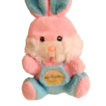 Vintage Dan Dee Plush Easter Bunny Pastel Touch n Play pink blue overalls 1980s - $14.00