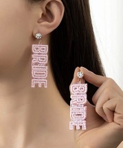 Bride earrings in pink with cubic zirconia stud - hen party earrings - £10.58 GBP