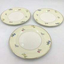 3 Pope Gosser Paula Salad Plates 7-1/4&quot; Pink Blue Flowers Gold Rim China Vtg DH - £14.90 GBP