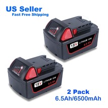 2 PACK For Milwaukee M18 Lithium XC 6.5 AH Extended Capacity Battery 48-11-1860 - $92.99