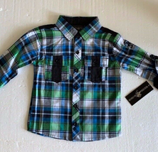 Beverly Hills Polo Club Button Plaid Shirt 3T - £12.86 GBP