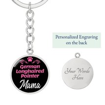 Dog Mom Keyring German Longhaired Pointer Mama Circle Keychain Stainless Steel  - £30.33 GBP+