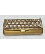 Vintage Goldtone Metal w Rhinestone Incrusted Lid Small Purse Holder Cas... - $34.16