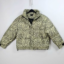Wednesday&#39;s Girl - NEW - High Neck Puffer Coat - Green Wavy Tiger - Small - $30.97