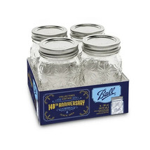 Ball 4-Pack Regular Mouth Pint 140th Anniversary Keepsake Jars 16oz Storage NEW - $24.90