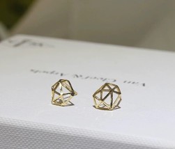 10ct Solid Gold Trapeze Maze Stud Earrings -3D, artistic, unisex, stackable, 9k - $92.73