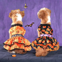 Halloween Pumpkin Lace Dress – Double-Layered Dog Party Outfit - $15.99+