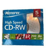 Memorex High Speed CD-RW Discs 5-Pack 12x/700MB/80 Min Home PC Slim Jewe... - $148.95 MXN