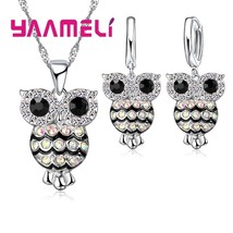 925 Silver Women Jewelry Sets Shining Cubic Zircon Retro Night Owl for Girls Gif - £18.40 GBP