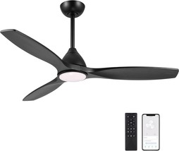 52&quot; Ceiling Fan With Light, 6-Speed Remote/App Control, Modern Smart Dimmable - £175.00 GBP