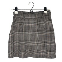 Forever 21 Plaid Stripe Ruffle Mini Skirt Small Cream Black Women&#39;s Academia - £20.10 GBP