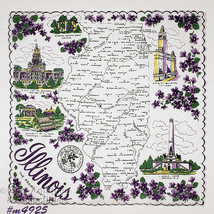 Vintage State Souvenir Hanky Illinois The Prairie State (#M4925) - $48.00