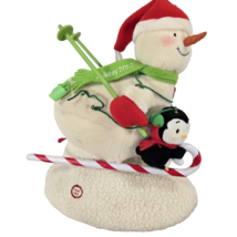 Jingle Pals Swooshin&#39; Duo Animated Snowman and Penguins on Skis Hallmark - $14.92