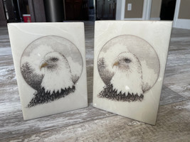 Vintage 1988 Wo-Di Marble Bald Eagle Bookends Made In USA - $24.99