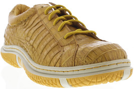 Mens Yellow Real Crocodile Skin Sneaker Shoes Cowboy Genuine Leather Size 7 - £155.05 GBP