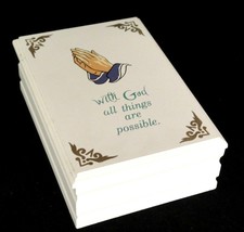With God All Things Are Possible Jewelry Box w Mirror Praying Hands White Wood - £5.90 GBP