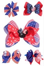 NEW Girls Hair Bow Clip Patriotic 4th of July 4.5-inch 4-Inch Minnie Mouse - £3.85 GBP