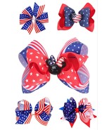 NEW Girls Hair Bow Clip Patriotic 4th of July 4.5-inch 4-Inch Minnie Mouse - £3.86 GBP