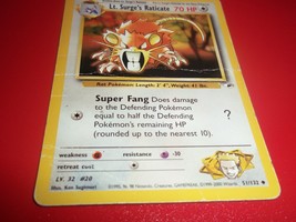 ☆ Pokemon Trading Game Card ☆GYM HEROES LT. SURGE&#39;S RATICATE 51/132 UNCO... - $171.15 MXN